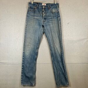 Levis 501 Jeans Mens 29x32 Original Straight Leg Button Fly Light Wash Denim